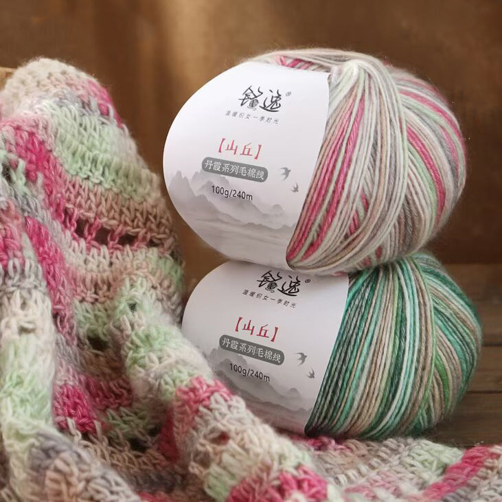 Space-Dyed Fancy Wool Cotton Yarn (100g/ball / 240m)